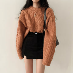 Vintage Cable Knit Cropped Sweater