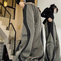 Zipper Stitching Patchwork Baggy Sweatpants