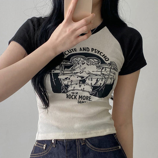 Vintage 90's Print Raglan Short Sleeve Tee - fairypeony