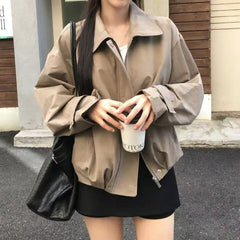 Women's Lapel Loose-Fit Short Trench Coat