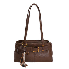 Vintage Belted Pu Leather Shoulder Bag - fairypeony