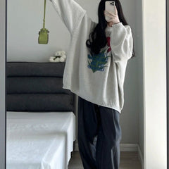 Tulip Jacquard Loose Sweater - fairypeony