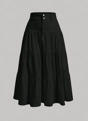 Women's Solid Color High-Low Zipper Pleated Skirt - fairypeony