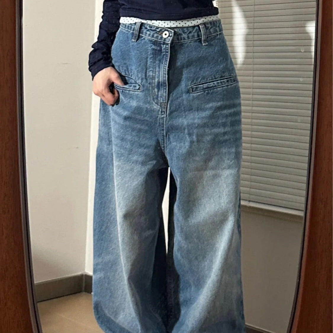 90's Vintage Washed Loose Boyfriend Jeans