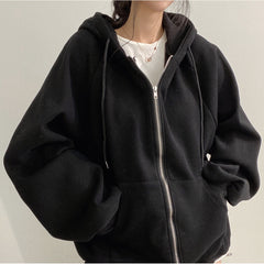 Womens Fleece-Lined Hooded Sweatshirt Jacket