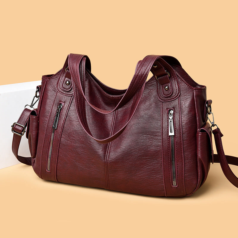 Vintage PU Leather Larger Capacity Shoulder Bag