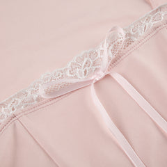 Lace Trim Bow Square Neck Tee