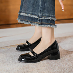 Bow-Tie Mary Jane Chunky Heel Shoes