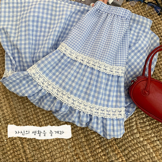 Vintage Plaid Print Maxi Skirt