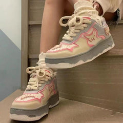 Aesthetic Butterfly Bat Patchwork Sneakers - fairypeony