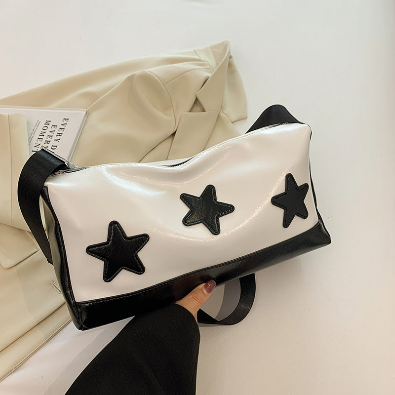 Embroidered Star Leather Crossbody Bag - fairypeony