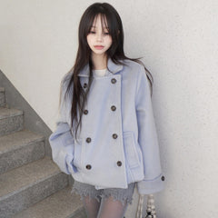 Womens Double Breasted Wool Coat
