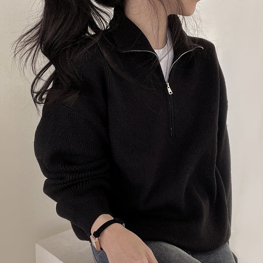 Vintage Half Zip Up Oversized Sweater
