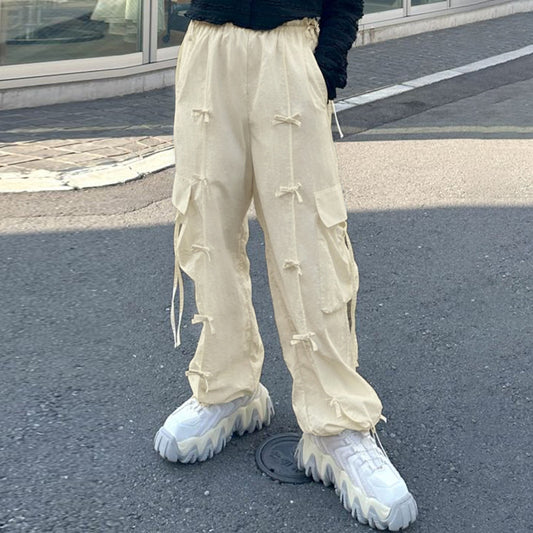 Vintage Bow Patchwork Cargo Pants