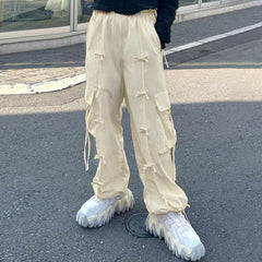 Vintage Bow Patchwork Cargo Pants