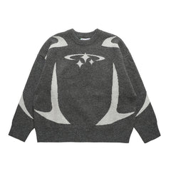 Star Jacquard Baggy Sweater - fairypeony