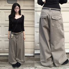 High-Waist Curved Wide-Leg Jeans – Banana Cut Denim Trousers
