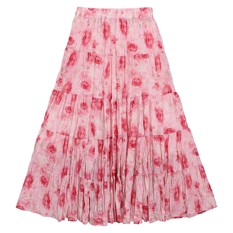 Casual Floral Umbrella Maxi Skirt - fairypeony