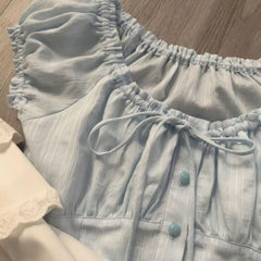 Coquette Elastic Collar Bow Tie Short Sleeve Tee