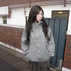 Multi-Zip Loose Hooded Jacket – Oversized Street Style Coat