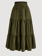 Floral Print Elastic Waist Maxi Skirt - fairypeony
