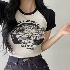 Vintage 90's Print Raglan Short Sleeve Tee - fairypeony