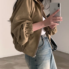 Vintage Lapel Zip Up Jacket