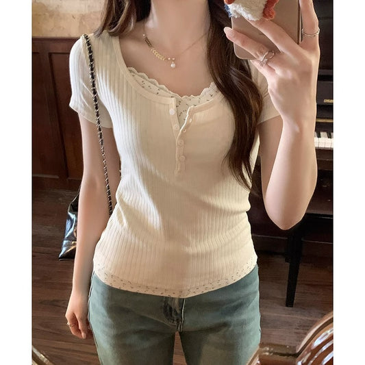 Patchwork Rib Short Sleeve Tee