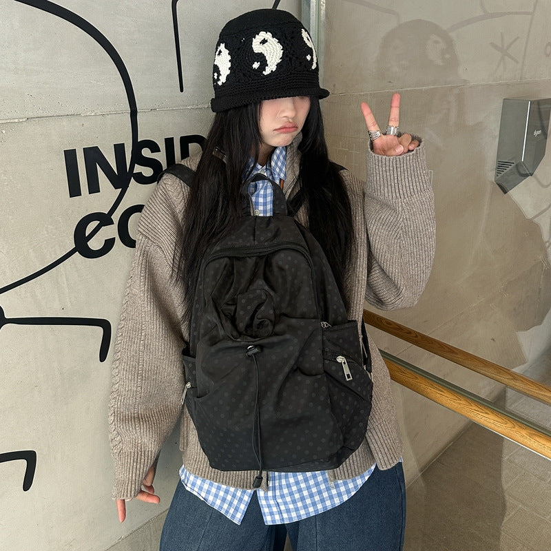 Polka Dot Waterproof Nylon Backpack with Air Cushion Straps