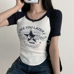 Vintage Star Raglan Short Sleeve Tee - fairypeony