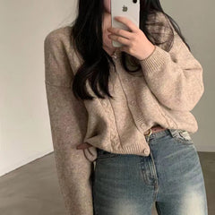 Vintage V-Neck Cable Knit Cardigan