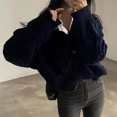 Korean Chic Cable Knit Loose Fit Pullover Sweater – Thick Warm Top