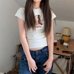 Rabbit Print Short Sleeve Tee - fairypeony