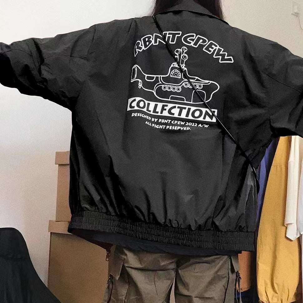 Letter Embroidery Oversized Bomber Jacket - fairypeony