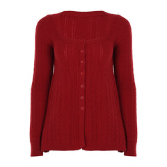 Womens Striped Cable-Knit Square-Neck Sweater