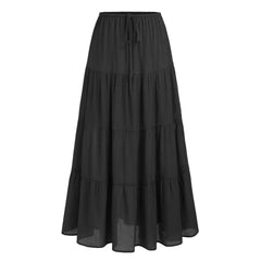 Womens High Waist Long Skirt with Lace-Up Back