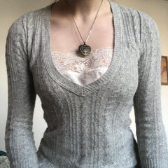 Cable Knit Long Sleeve V Neck Slim Sweater