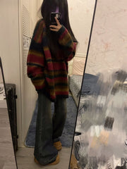 Vintage Round Neck 90s Striped Sweater