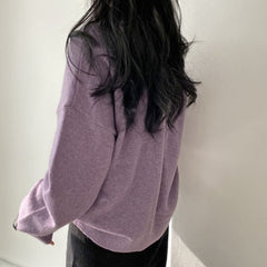 Round Neck Solid Color Pullover Sweater