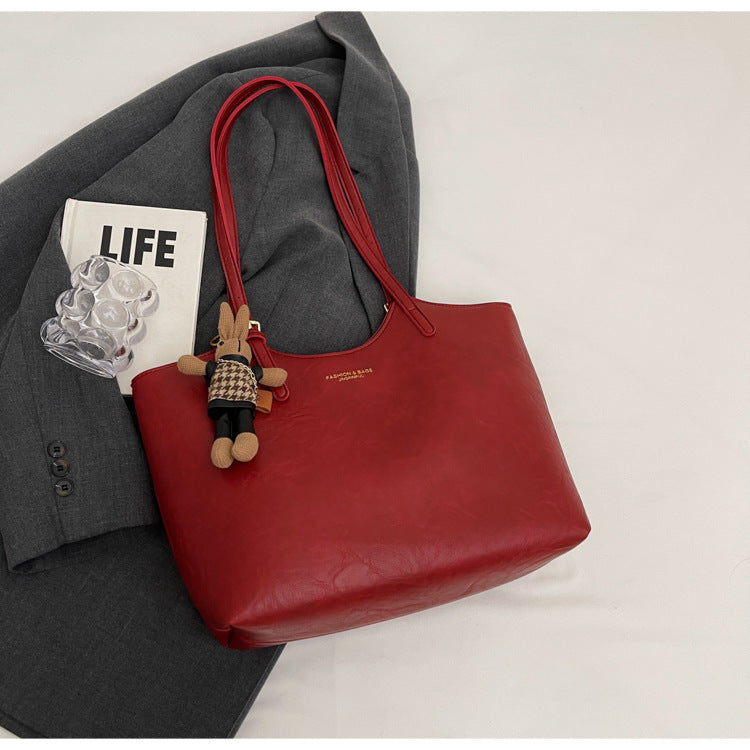 Vintage Large Capacity Pu Leather Tote Bag - fairypeony