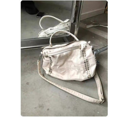 2000s Rivet Pillow Shoulder Crossbody Bag – Large Capacity Studded Bag in Black White