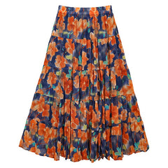Casual Floral Umbrella Maxi Skirt - fairypeony