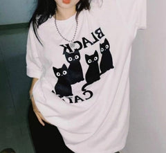 Cartoon Print Half Sleeve Oversized Tee