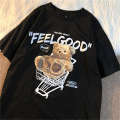 Aesthetic Cute Bear Print Oversized T-shirt