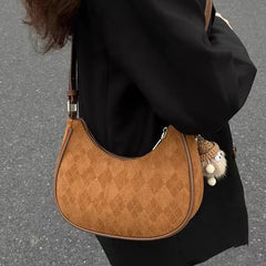 Vintage Argyle Print Shoulder Bag - fairypeony