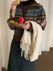 Vintage Print Grandma Button Cardigan