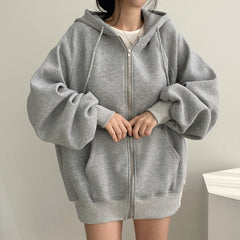 Womens Fleece-Lined Hooded Sweatshirt Jacket