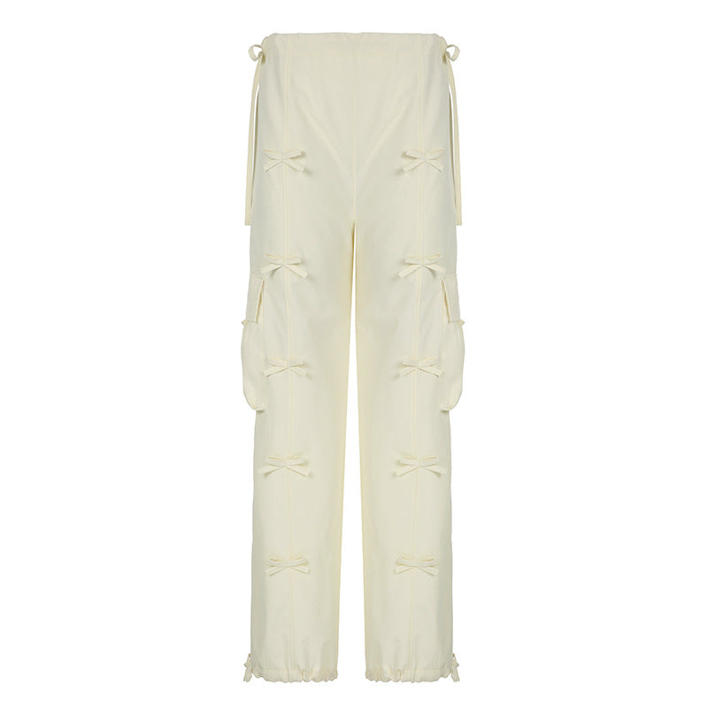 Vintage Bow Patchwork Cargo Pants