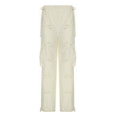 Vintage Bow Patchwork Cargo Pants