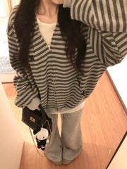 Striped Zip-Up Hoodie Pure Cotton Lightweight
